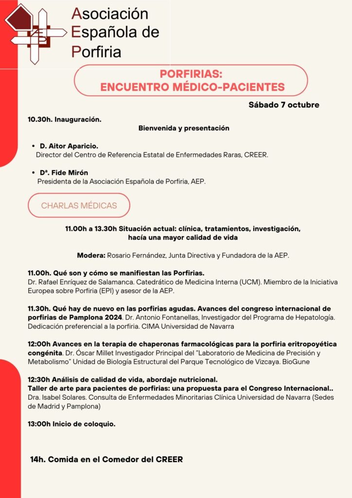 Jornadas Médicos-Pacientes y de Convivencia de Porfiria en el CREER, Centro de Referencia Estatal de Enfermedades Raras, Burgos