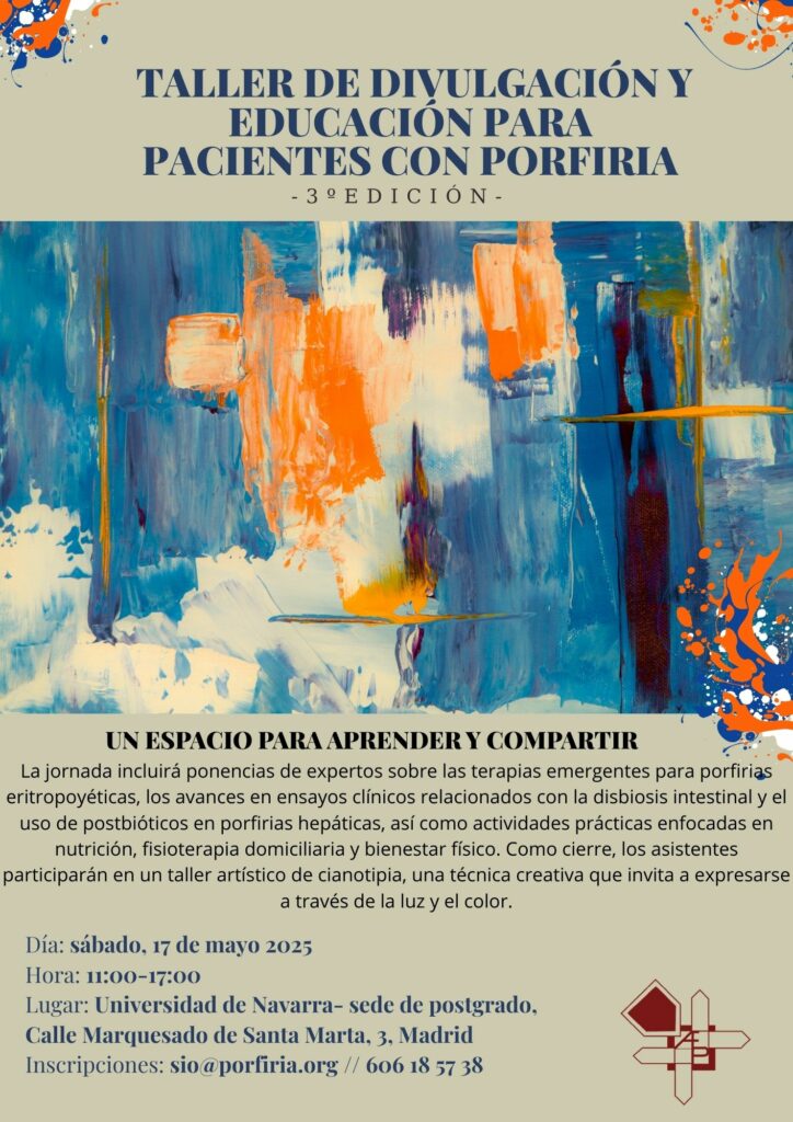 La Asociación Española de Porfiria celebra una jornada de divulgación y talleres para pacientes, en el marco del Día Internacional de las Porfirias